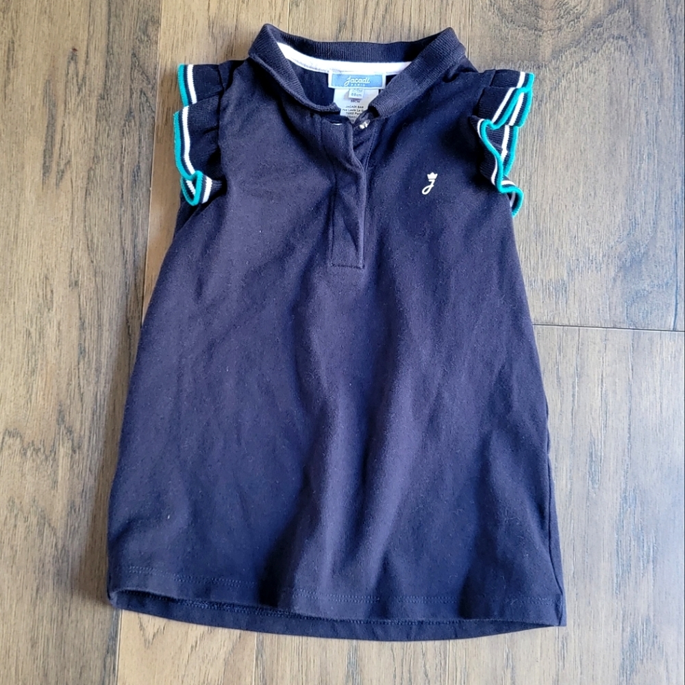 JACADI PARIS BABY GIRLS KIDS GOLF POLO DRESS RUFFLE SLEEVE 24 MONTHS